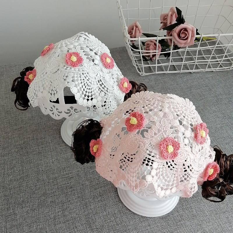 Băng đô phối tóc giả đính hoa/ quả cherry phong cách công chúa xinh xắn cho bé gái