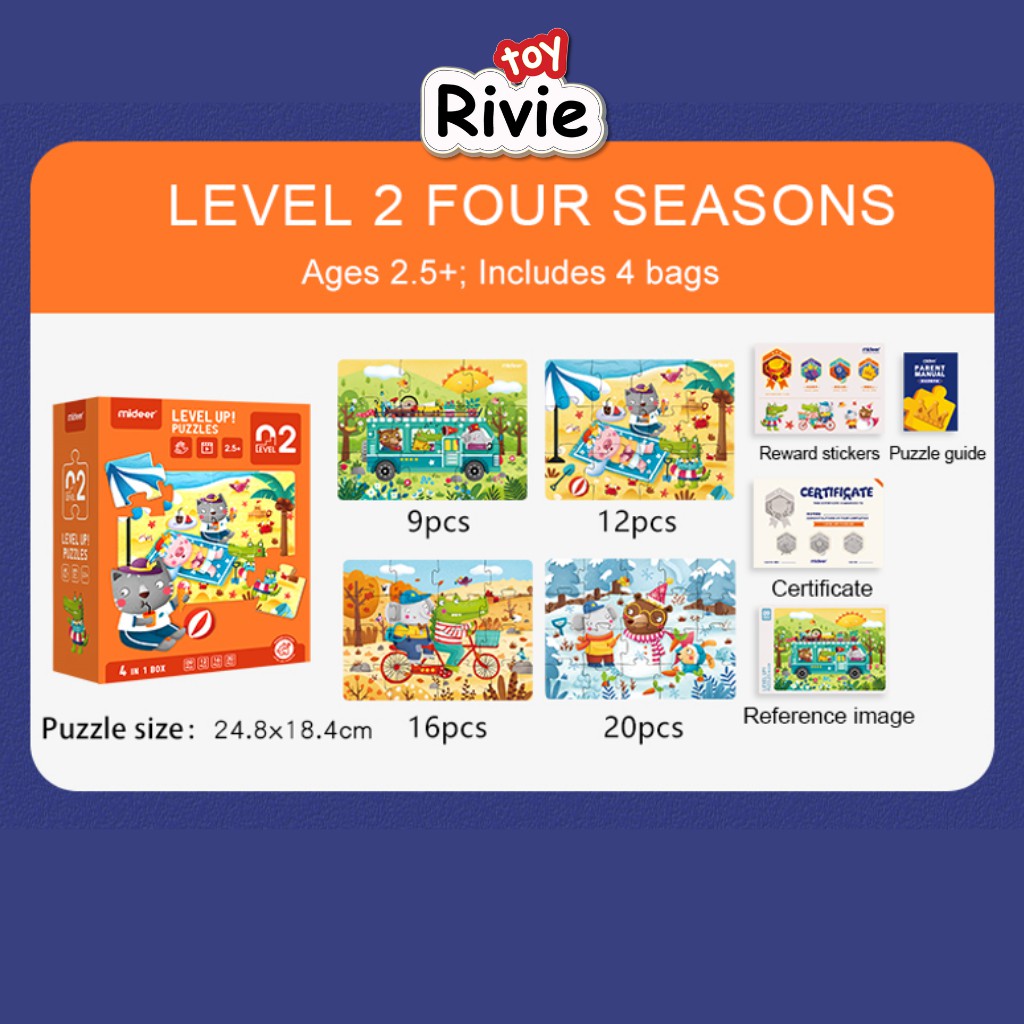 MIDEER - Bộ đồ chơi xếp hình thông minh cho bé 7 cấp độ - Level UP Puzzles