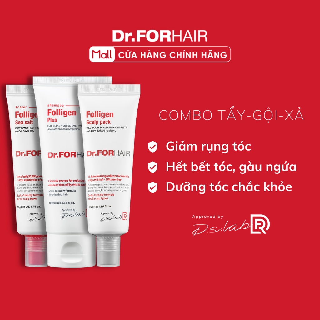 Bộ Dầu Gội Xả Và Tẩy Tế Bào Chết Da Đầu Dr.FORHAIR Giảm Rụng Tóc Và Tóc Suôn Mượt