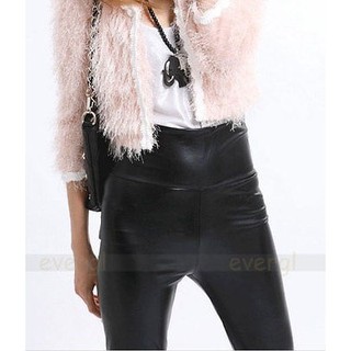 Quần legging nữ giả da bóng lưng cao