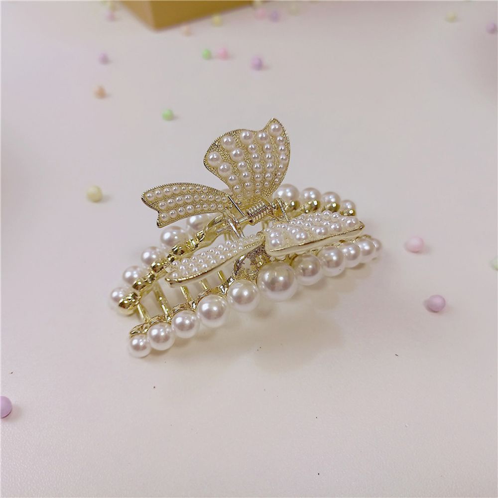 Kẹp Tóc Đuôi Ngựa Bằng Hợp Kim Hình Bướm Đính Ngọc Trai Phong Cách Hàn Quốc Cho Nữ Giá Đỡ