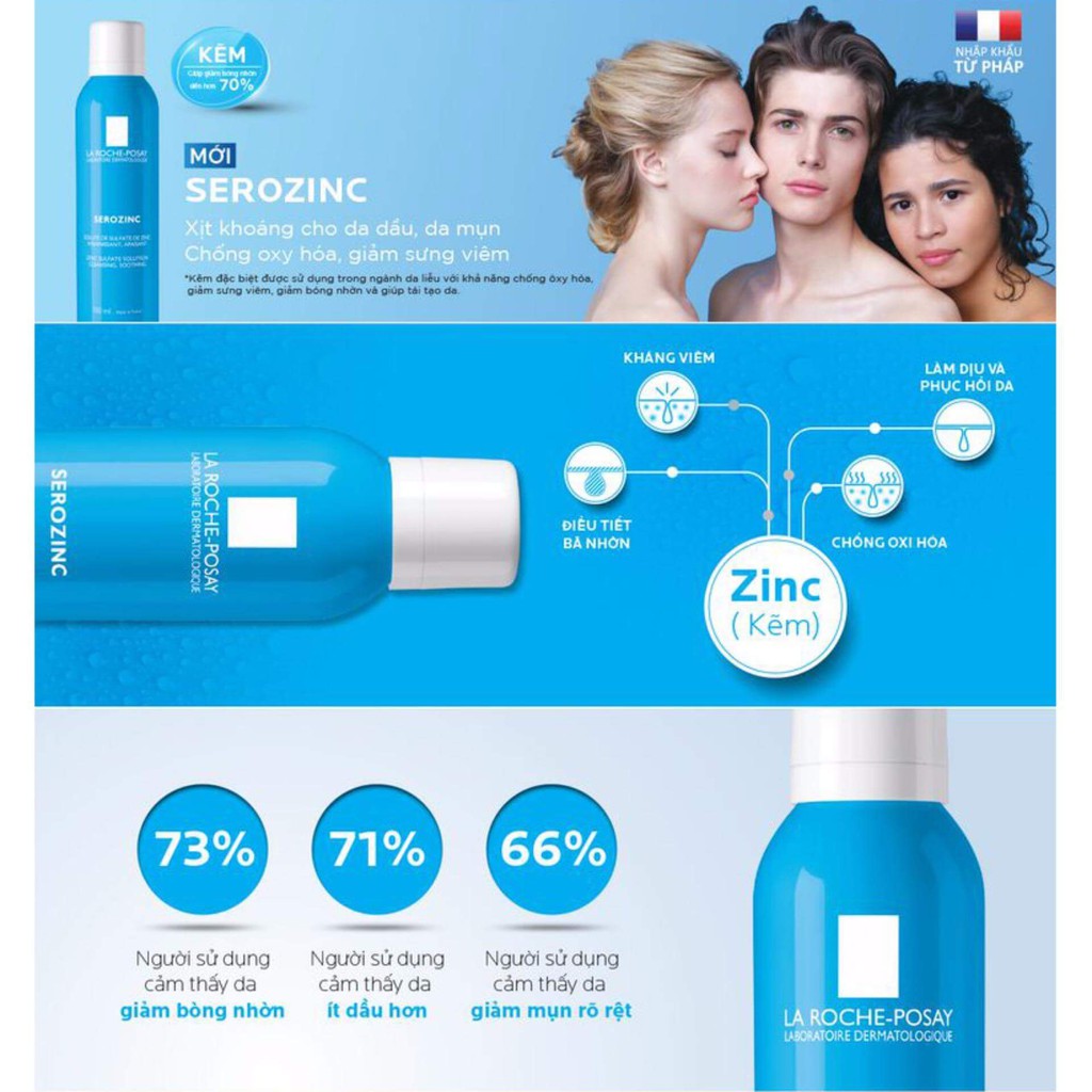 [XANH] Xịt khoáng La Roche-Posay làm sạch & dịu da dầu mụn Serozinc Zinc Solution Cleansing Soothing (50ml/150ml/300ml)