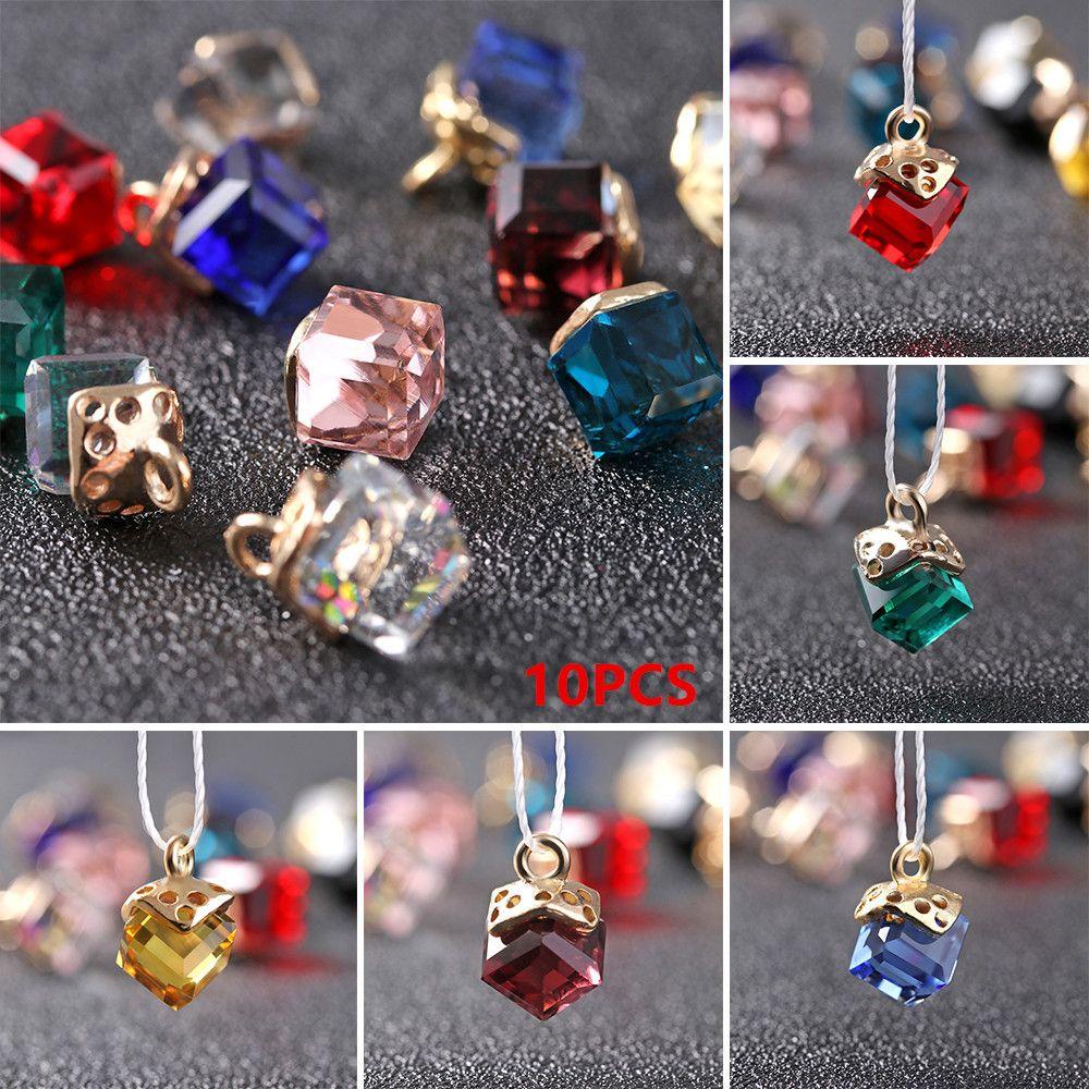 SUSANS Bộ 10 Hạt Pha Lê Hình Khối 14 Màu Dùng Làm Vòng Tay Thủ Công DIY