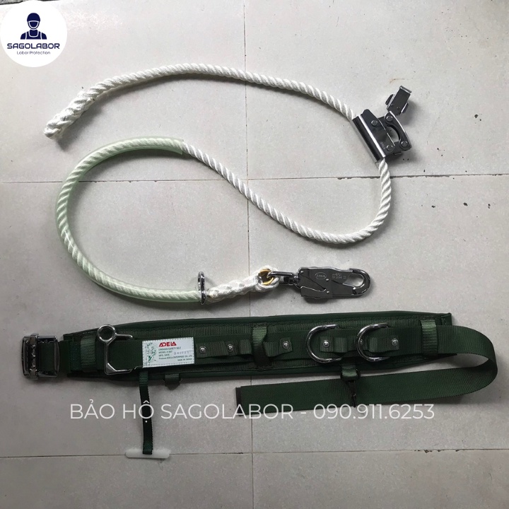 H667 ADELA Đài Loan - Dây đai an toàn điện lực bảo hộ lao động - Gồm đai bụng, choàng thừng 1 móc xoay