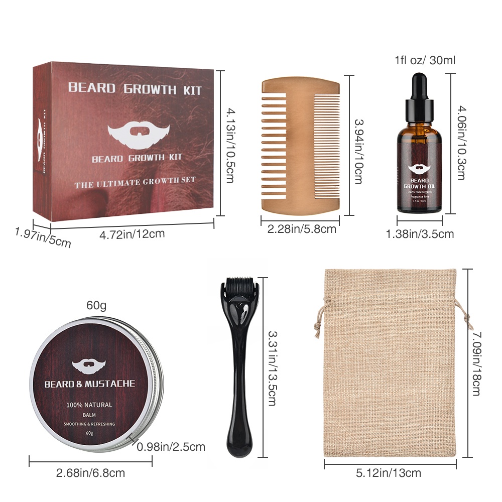 Set 5 Chai Tinh Dầu Dưỡng Ẩm Kích Thích Mọc Râu Kèm Dao Cạo Cho Nam