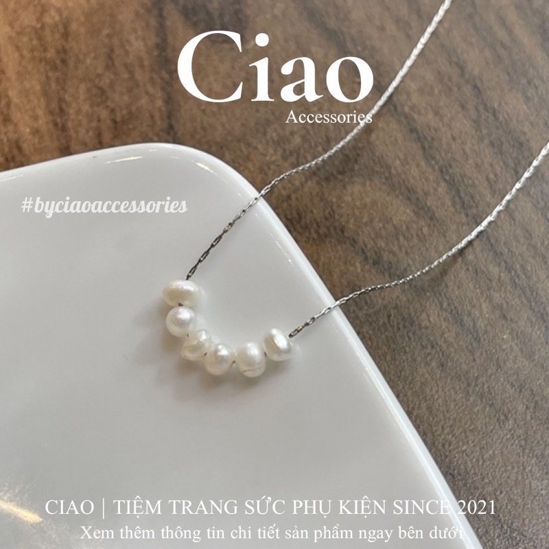 [HOẢ TỐC 1H] Dây chuyền/ Vòng cổ titan không gỉ thiết kế chuỗi hạt trai nước ngọt Hellia Ciao