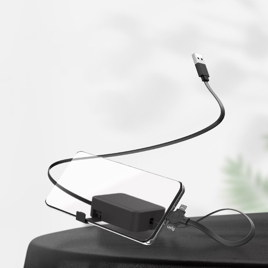 Dây cáp sạc nhanh 3 trong 1 cổng micro usb typeC / 8pin cho điện thoại thông minh