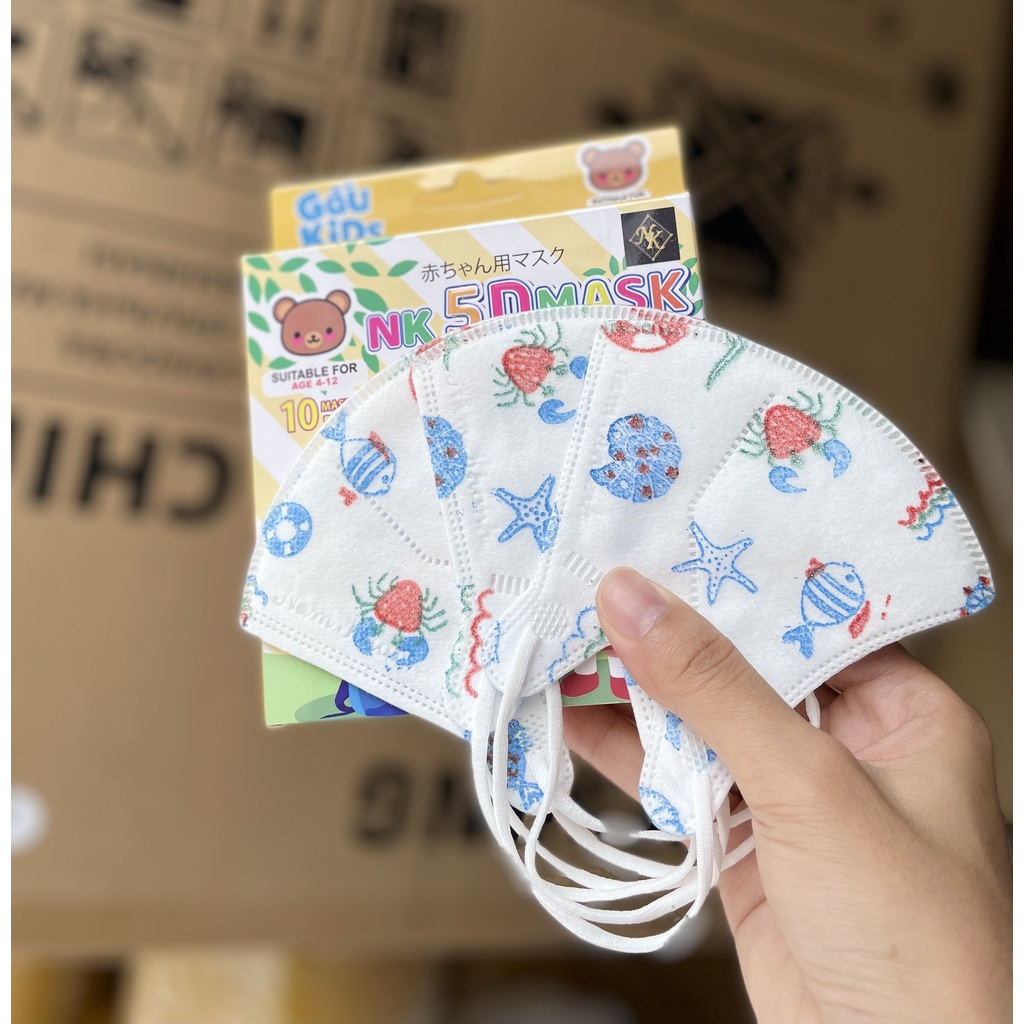 Combo 100 chiếc [ 10 hộp] khẩu trang 5D Nam Khánh cho bé 1- 4 tuổi
