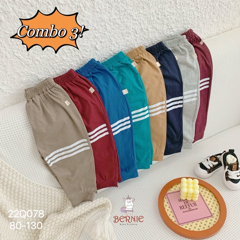 Set 3 quần jogger cotton bé trai