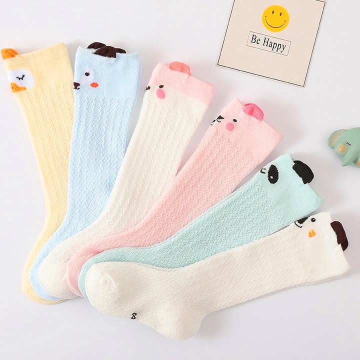 Tất vớ lưới cổ cao chống muỗi cho bé 0-3 tuổi chất cotton chống trơn trượt hình thú phối màu sắc đáng yêu Baby-S – ST018