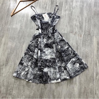 Váy loang 2 dây dáng xòe Vân đá