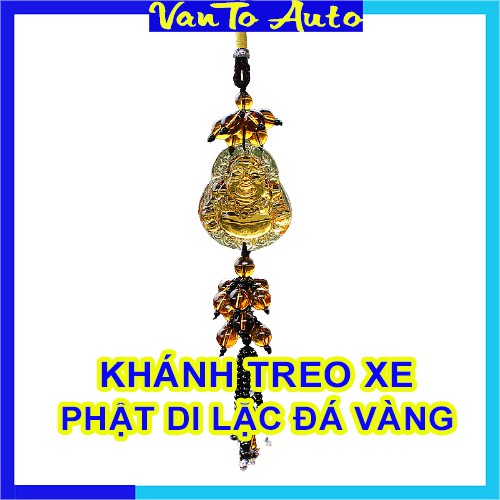 ⚡Video Thật⚡Dây Treo Ô Tô Phong Thủy Tượng Phật Di Lặc Đá Vàng - Khánh Treo Xe Ô Tô Phật Di Lặc Đá Vàng