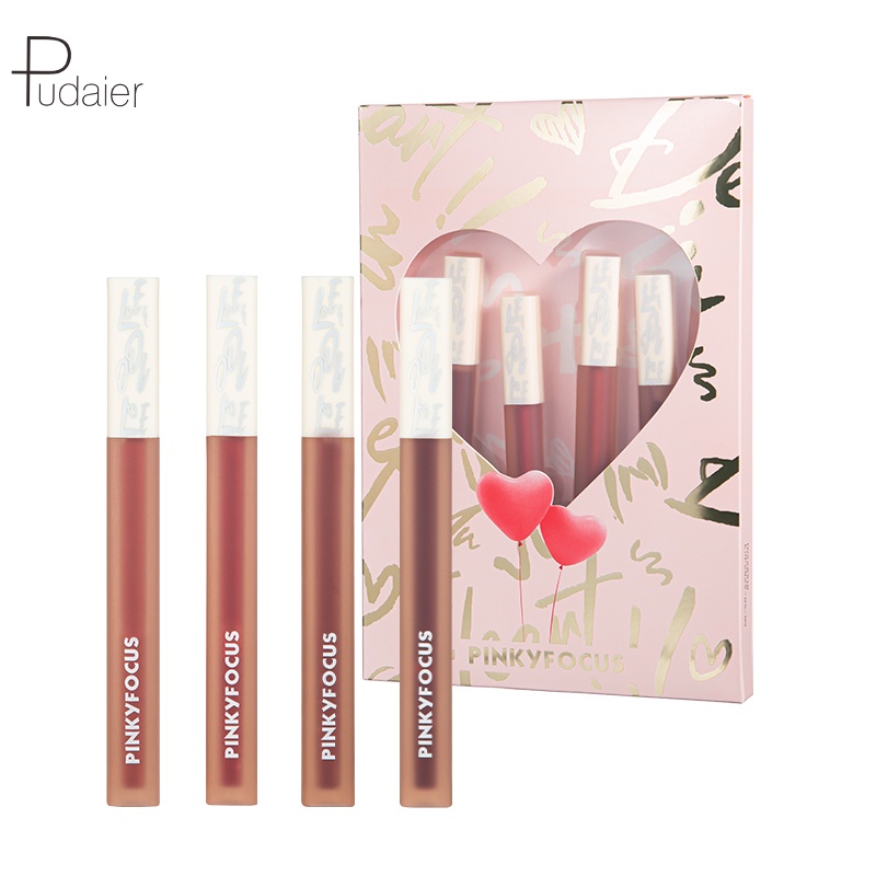 Set 4 Son Kem Lì Pudaier Chống Nước Lên Màu Cực Chuẩn