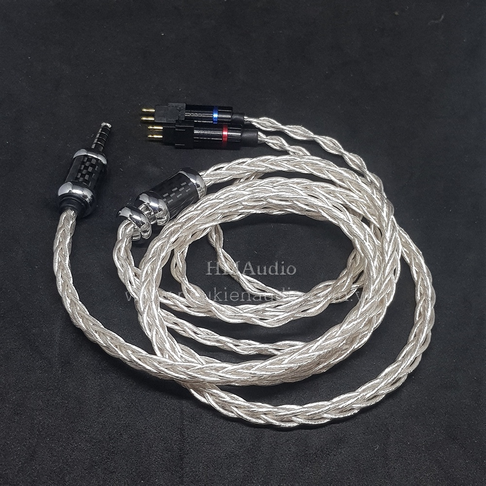 Dây tai nghe đồng mạ bạc 7NOCC Litz 23AWG 1.25mm tết 8 - Connector Sennheiser HD650 HD600 HD660s HD2