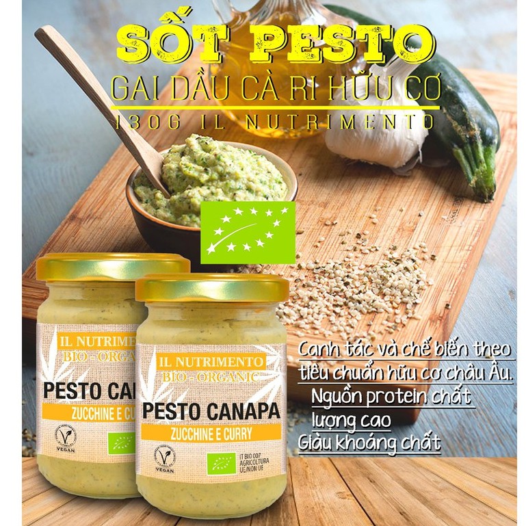 Sốt Pesto Hạt Gai Hữu Cơ 130g IL Nutrimento