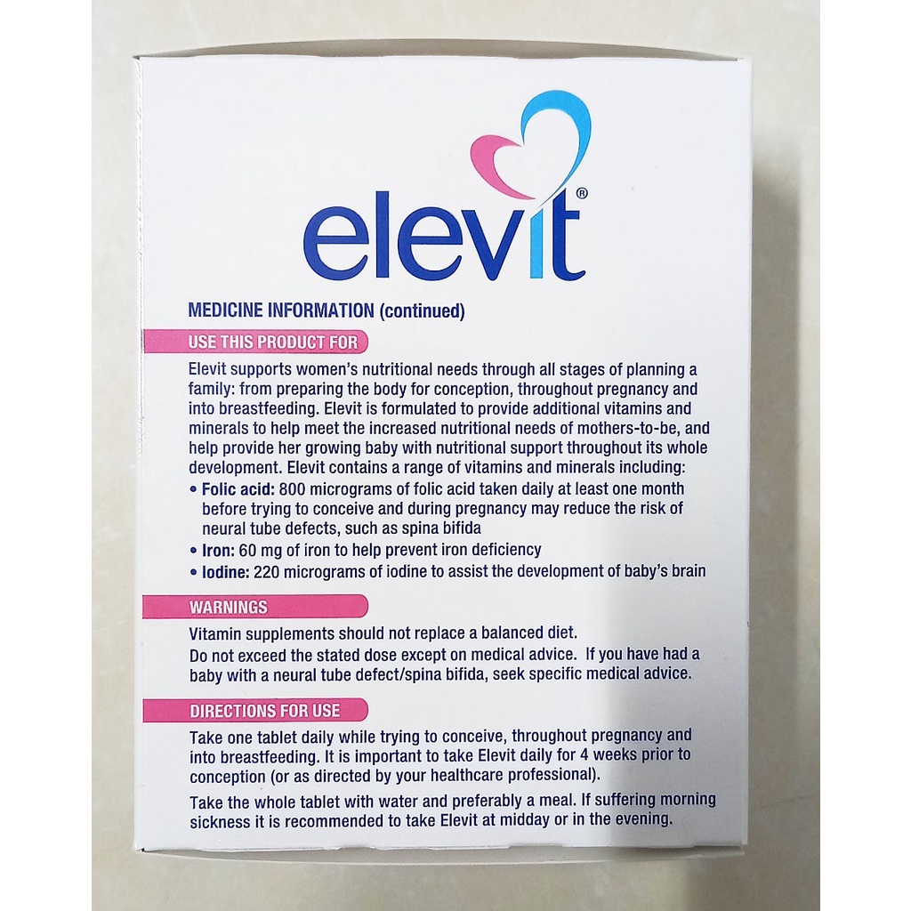 Vitamin tổng hợp Eleit Hộp 100 viên (Úc). Bổ sung vitamine cho phụ nữ trước, trong khi mang thai, cho con bú.