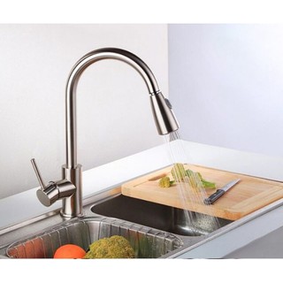 Vòi rửa chén bát dây kéo rút, inox 304 (hàng chuẩn)