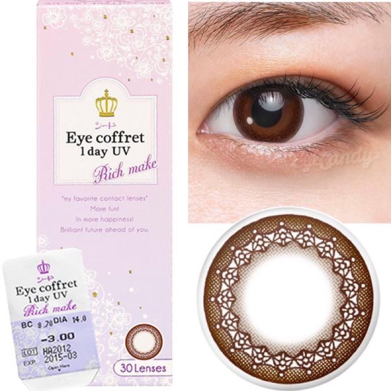 (8.7/14.0) Kính áp tròng màu 1 ngày cận &gt;16 SEED Eye Cofret 1-day UV (Nhật Bản)