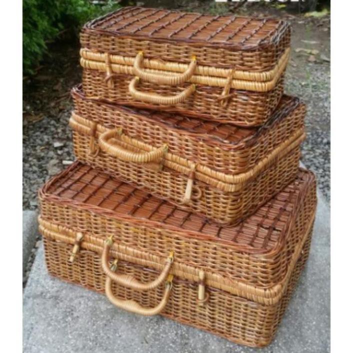 Valy/ vali mây làn tế, trang trí, decor nhà cửa, giỏ picnic, chụp hình studio Có ảnh thật