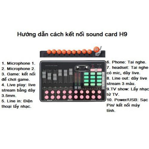 Bộ sound card thu âm karaoke livestream H9 chính hãng BH 1 đổi 1 [Giá tốt]