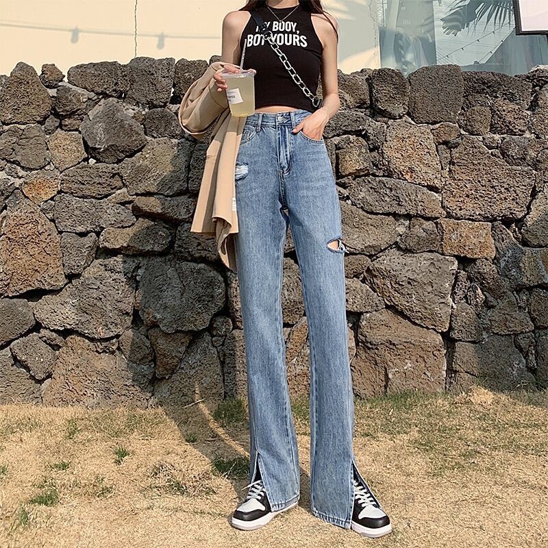 Quần Jeans Nữ Lưng Cao Xẻ Tà Thời Trang Hè 2021 | BigBuy360 - bigbuy360.vn