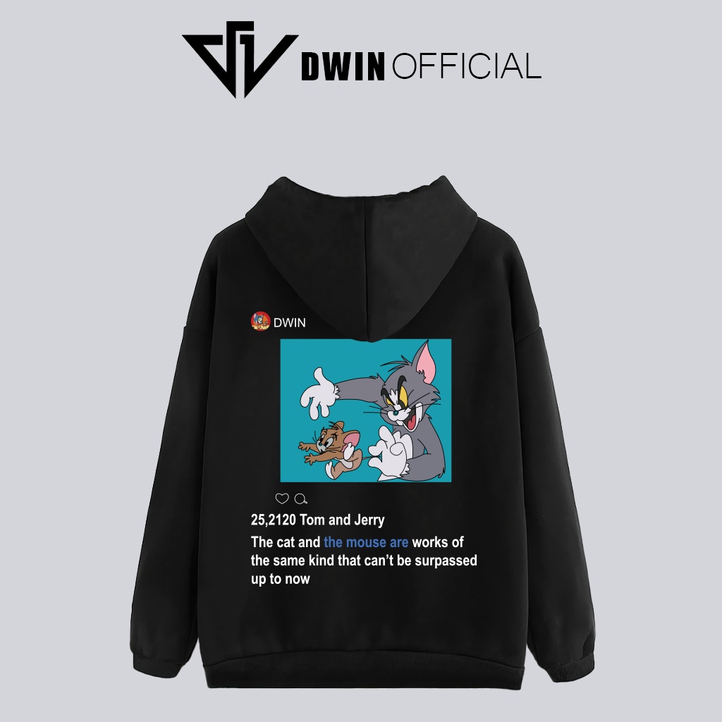 Áo hoodie Tomandjerry nỉ unisex DWIN basic nam nữ form rộng oversize local brand SP00070