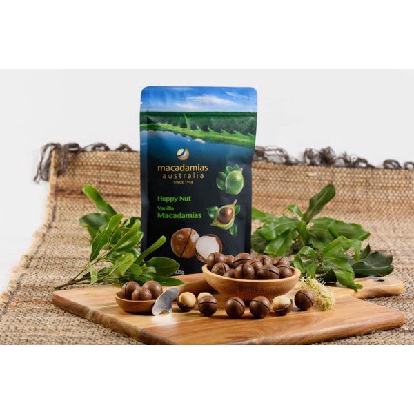 HẠT MẮC CA ÚC NGUYÊN VỎ VỊ VANI HAPPY NUT VANILLA MACADAMIAS TÚI 225G CHÍNH HÃNG - 9162