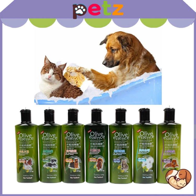 Sữa tắm cho chó mèo Olive Essence 450 ml PETZ dầu tắm ô liu cho thú cưng giúp lông siêu mềm mượt