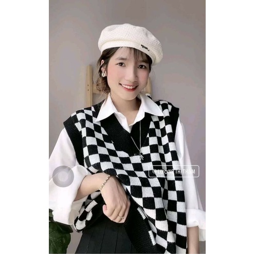 Ghile kẻ Caro 3màu phong cách Hàn Quốc