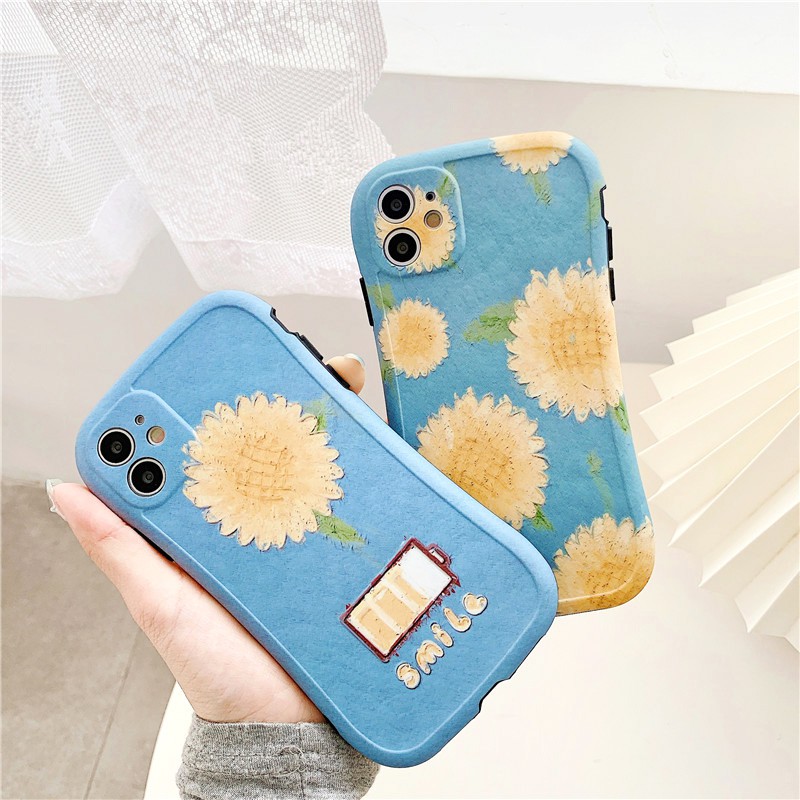 Ốp lưng iphone Blue Sunflower IMD viền cong dày 5/5s/6/6plus/6s/6splus/7/7plus/8/8plus/x/xs/11/12/pro/max/plus/promax