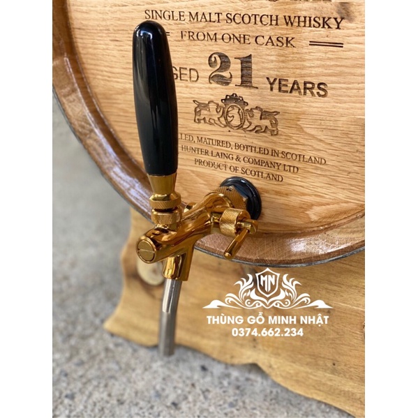 Thùng ngâm rượu gỗ sồi 50 lít, thùng đựng rượu gỗ sồi kèm vòi mạ crom