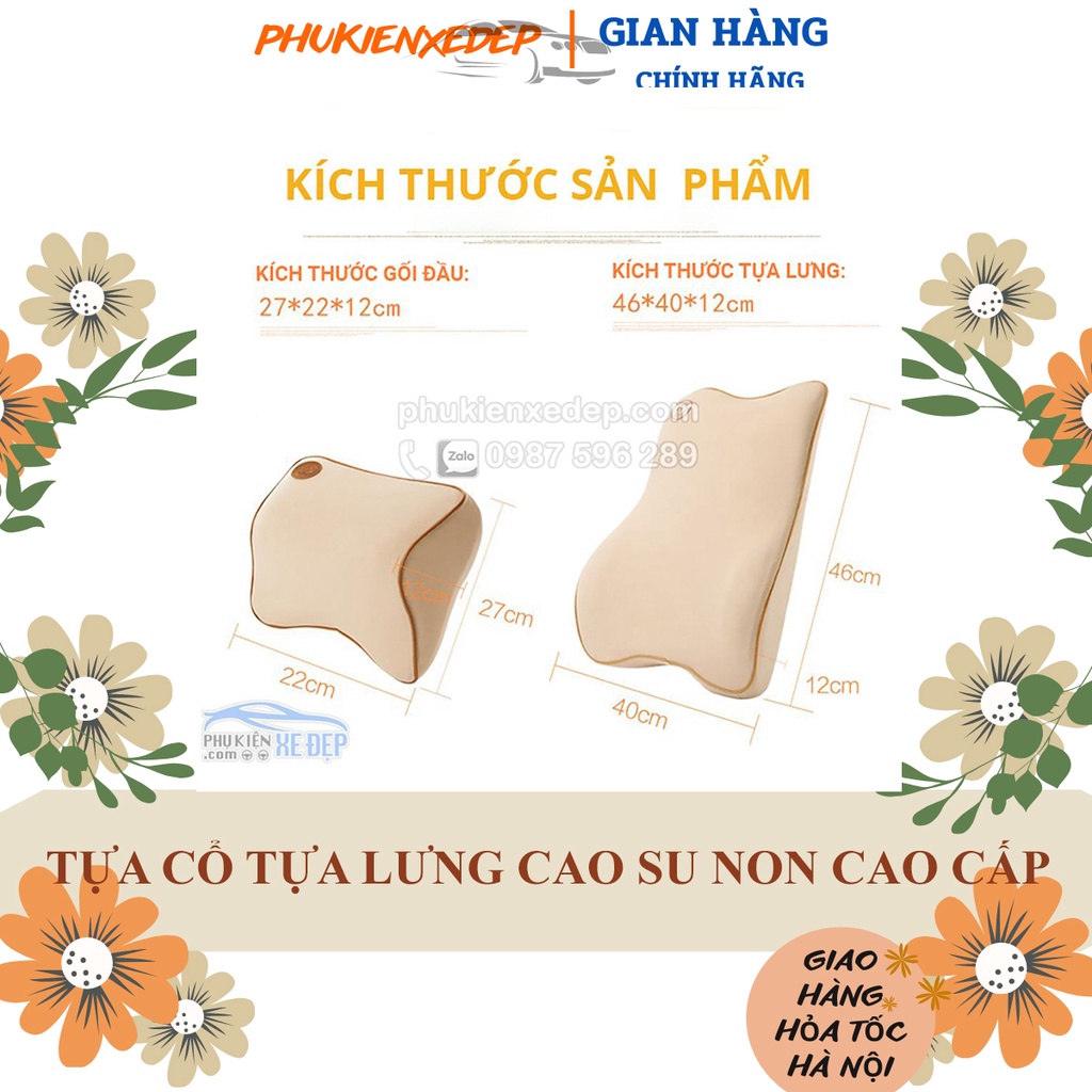 Bộ gối tựa đầu ô tô và tựa lưng ⚡FREESHIP⚡ ghế ô tô cao su non - Hàng cao cấp