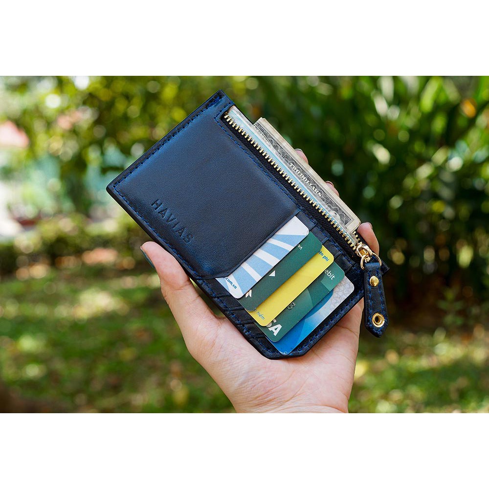 Ví da Mini Harmony Handcrafted Wallet HAVIAS_Xanh Navy