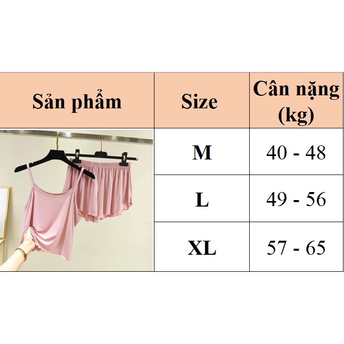 Đồ bộ mặc nhà nữ 2 dây thun dẻo visco mềm mịn mát size 40-63kg