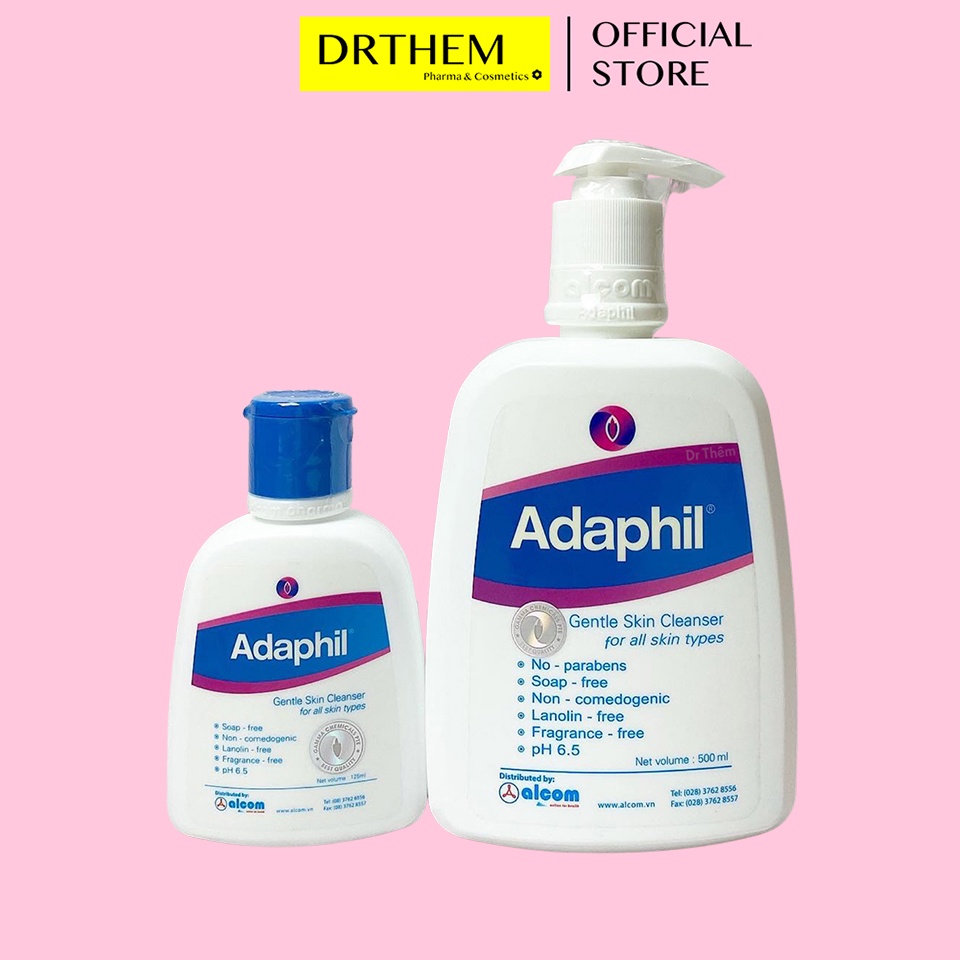 Adaphil Sữa Rửa Mặt và Toàn Thân Cho Da Dầu Mụn 125ml - 500ml Gamma Adaphil Gentle Skin Cleanser