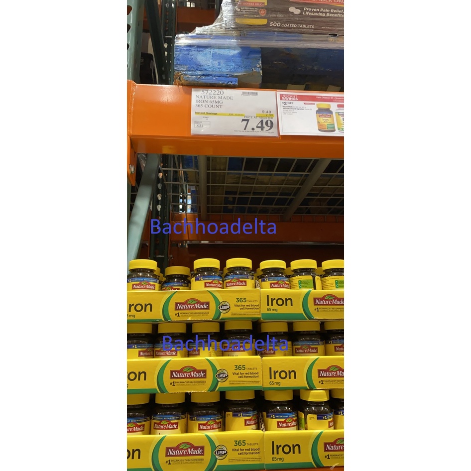 Viên uống bổ máu sắt Mỹ Nature Made Iron 65mg Hộp 365 viên Mỹ