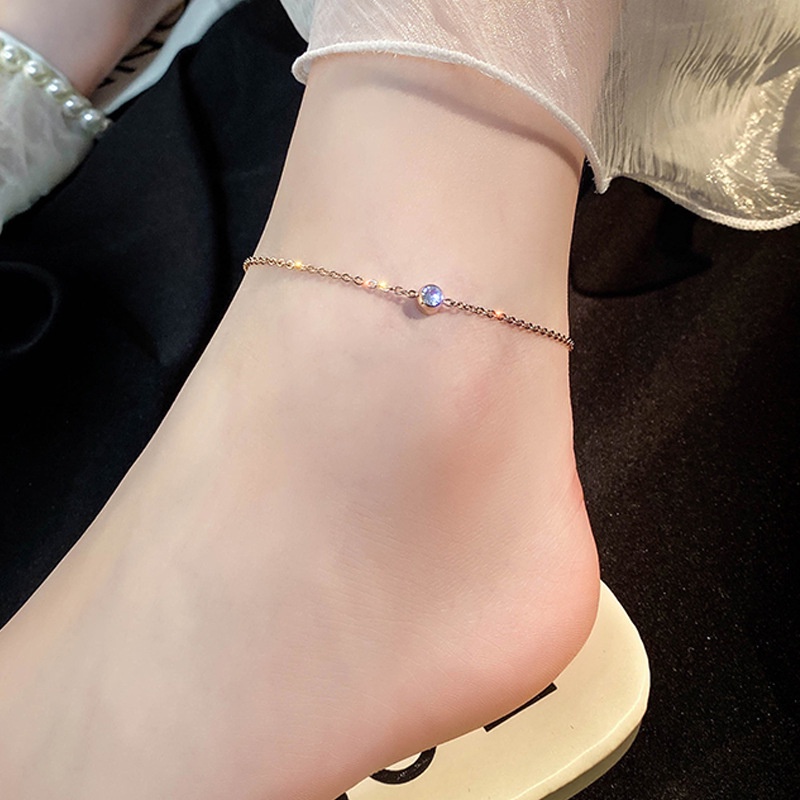 Lắc chân thép titan mạ vàng 18K phong cách Hàn Quốc trẻ trung