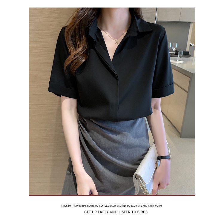 Áo lụa công sở ngắn tay bigsize 87 kg _ SM21