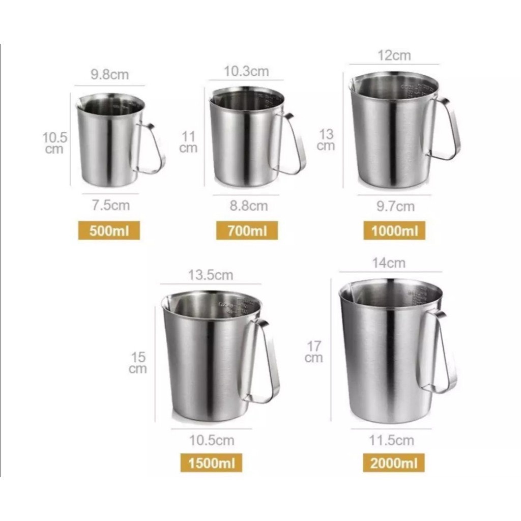 [inox 304] Ca đánh sữa,Ca đong thể tích bằng inox 304 siêu dày loại 1 - Cốc ca đánh sữa inox, cà phê Espresso