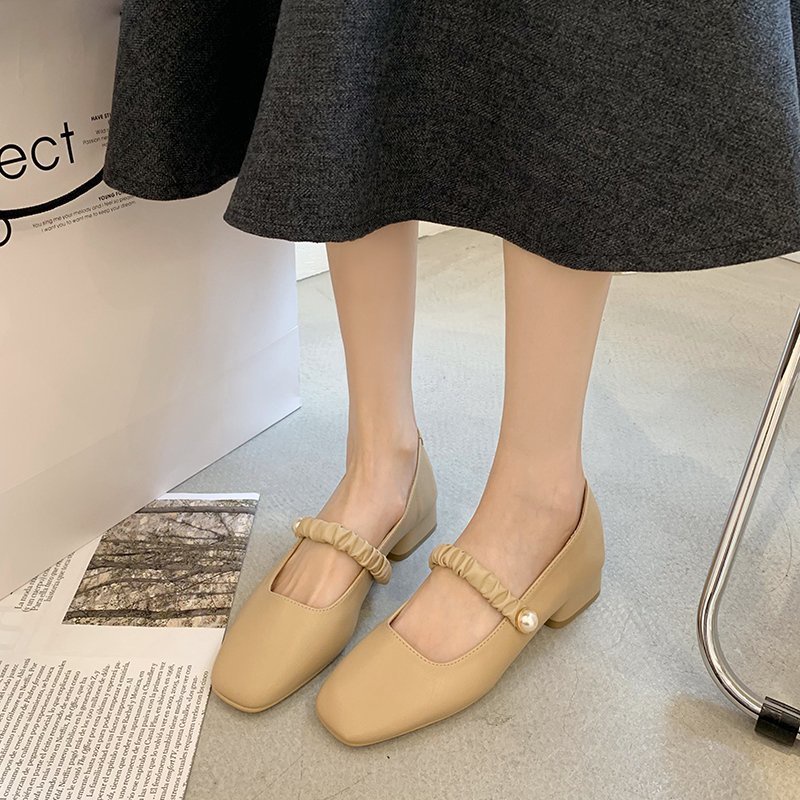 Giày IELGY cao gót mũi vuông phong cách Hàn Quốc xinh xắn dành cho nữ