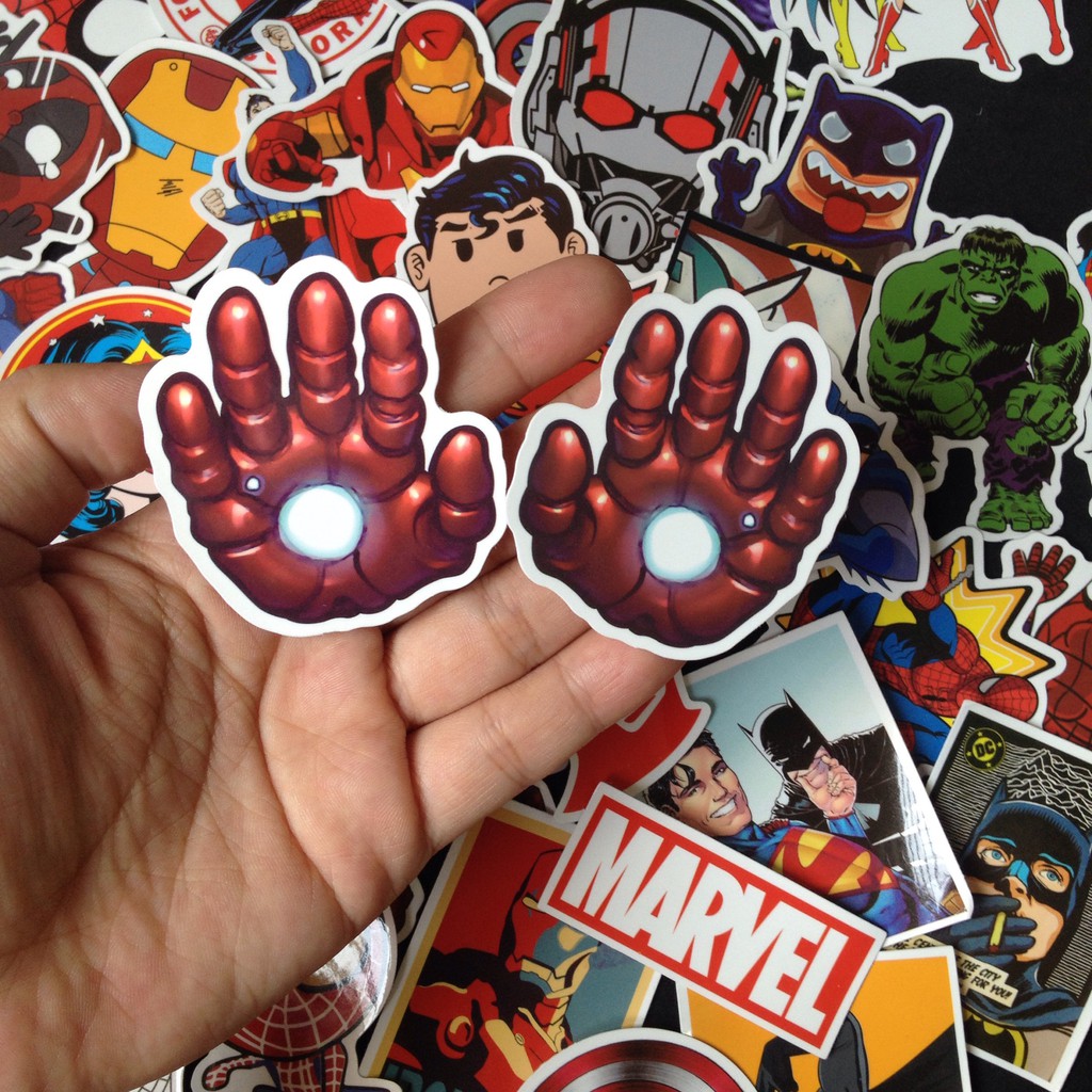 Combo 20 Sticker dán cao cấp chủ đề SIÊU ANH HÙNG - MARVEL - DC COMICS Dùng dán Xe, dán mũ bảo hiểm, dán Laptop,dán Vali