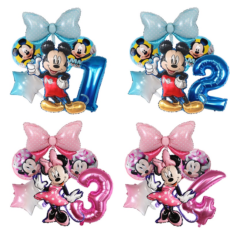 1 Set Bong Bóng Hình Chuột Mickey Minnie Trang Trí Tiệc Sinh Nhật Cho Bé 0 1 2 3 4 5 6 7 8 9 Tuổi