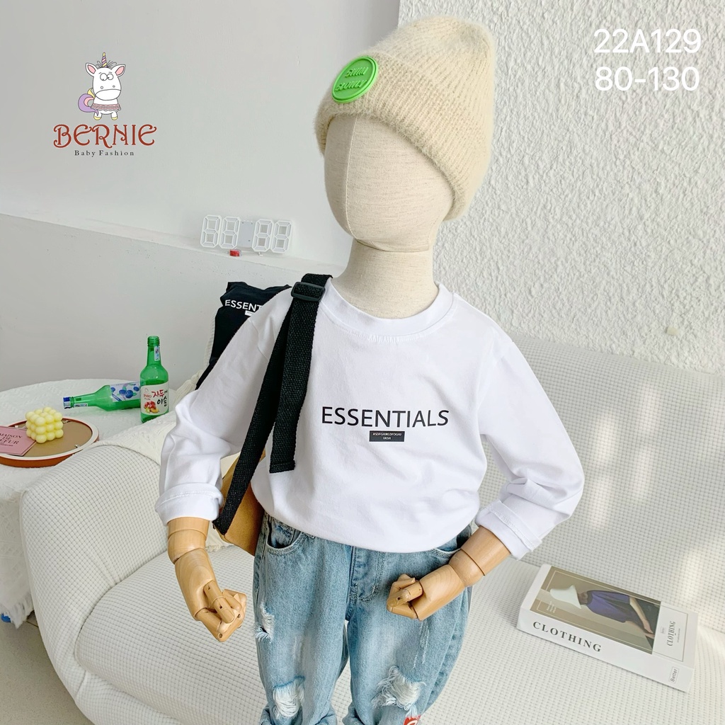 Áo thun hoạ tiết chữ unisex cho bé, áo phông cotton mềm đẹp Bẻniei