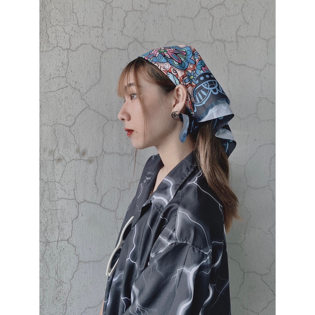 Khăn BANDANA lụa cao cấp phong cách streetstyle kích thước 60x60cm