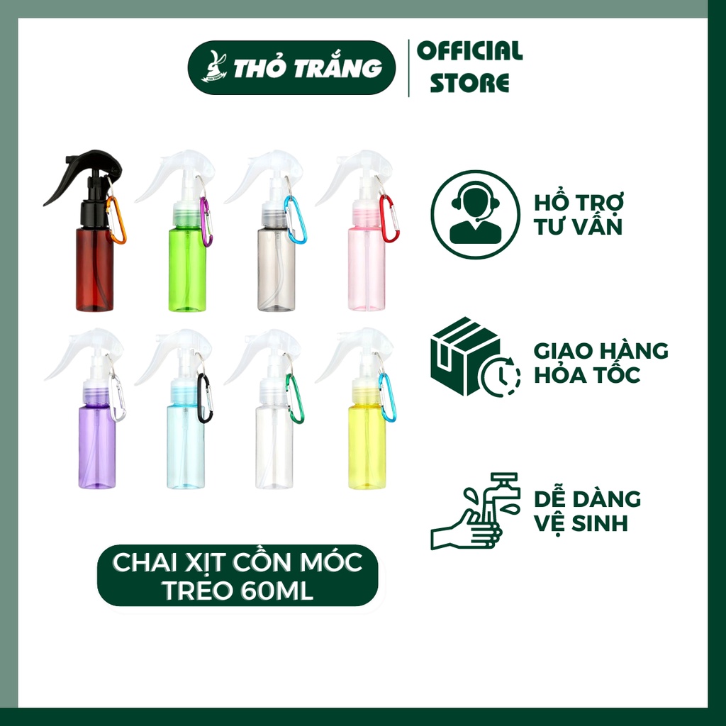 Chai xịt khuẩn mini móc khoá 60ml Treo Cặp, Van Khóa An Toàn Siêu Tiện Dụng (Cho lựa màu)