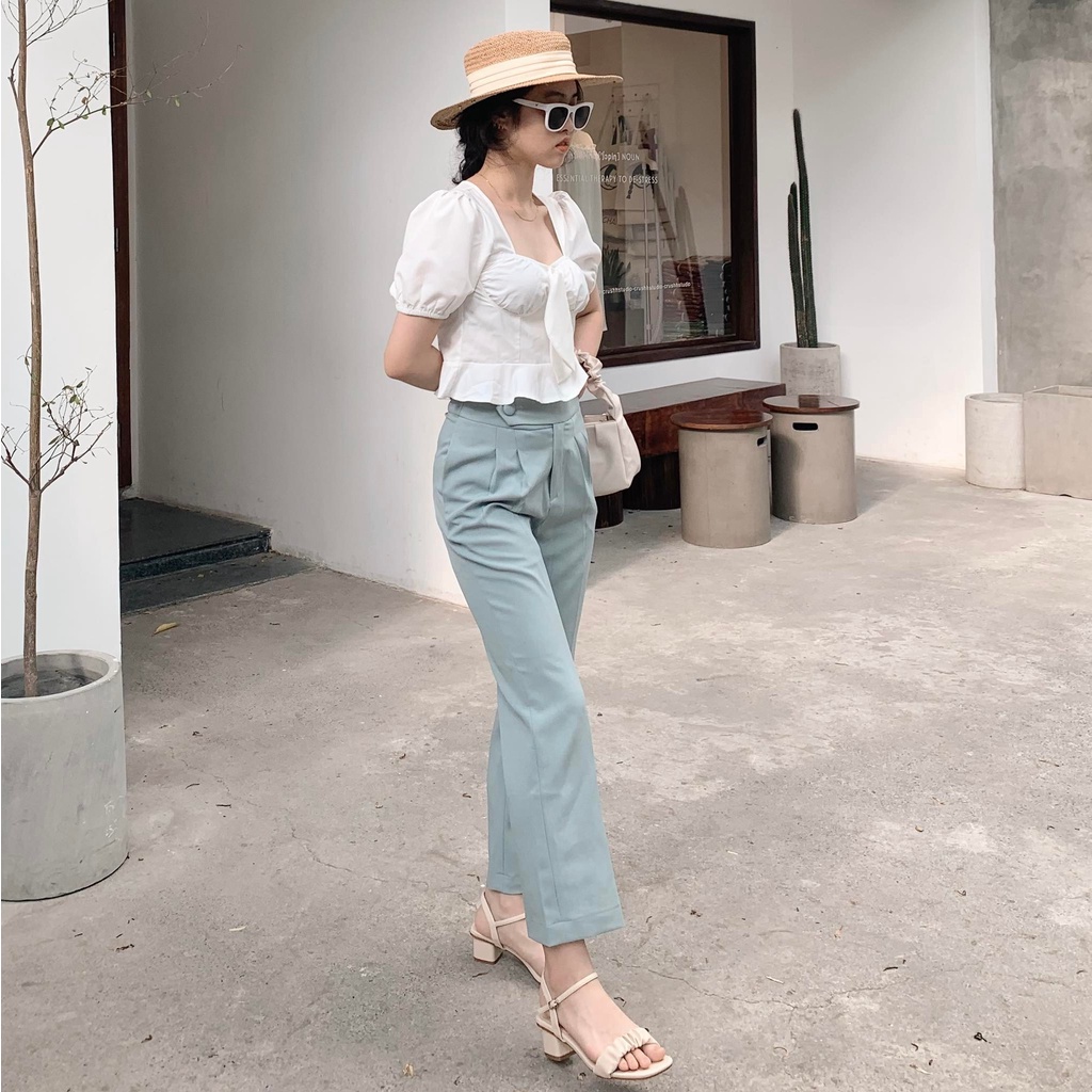 25 STUDIO Quần tây ống suông cạp cao đai lưng bản to Herzi Pants