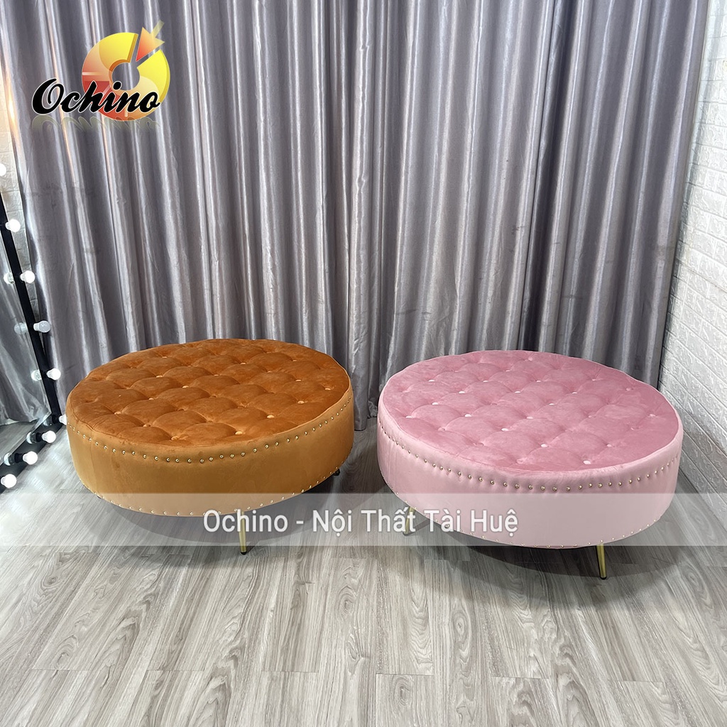 Đôn Tròn Cách Điệu Chân Vàng Cao Cấp Cao 45 Đk 80 ( Đủ Màu)