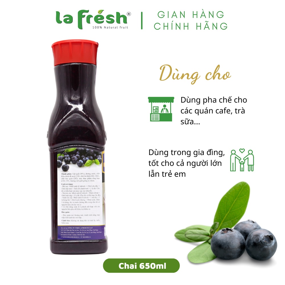 Sinh Tố Việt Quất Lafresh Đà Lạt Chai 650ml