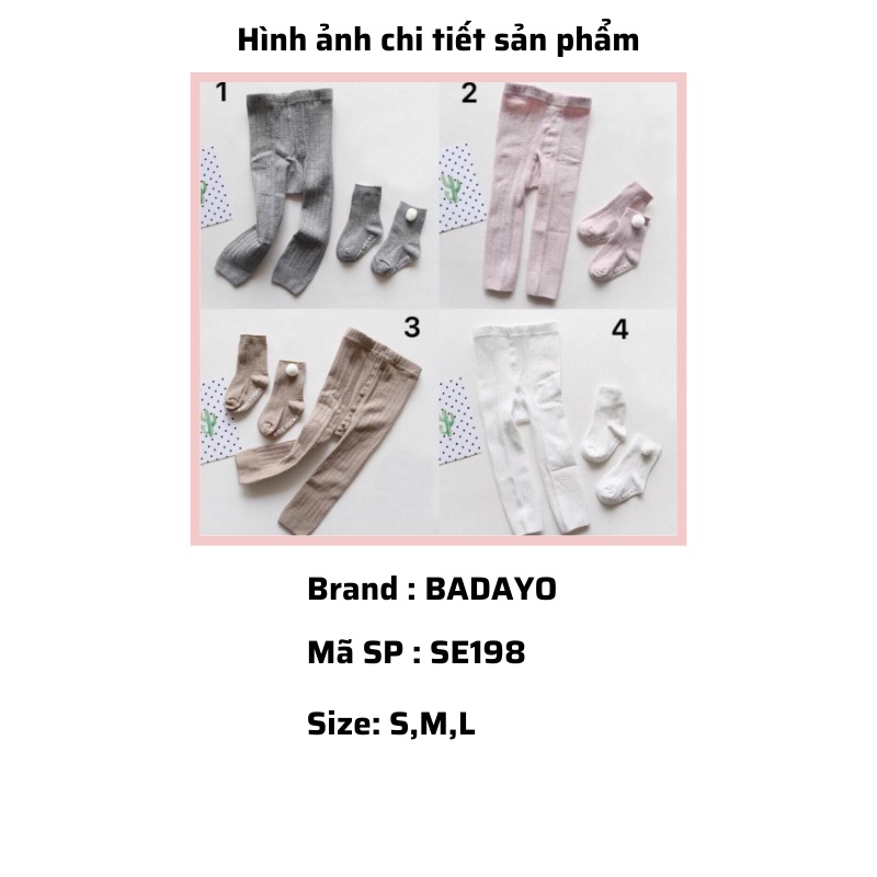 Quần legging kèm tất chân cho bé gái chất len tăm hàng quảng châu thời trang trẻ em BADAYO SE198