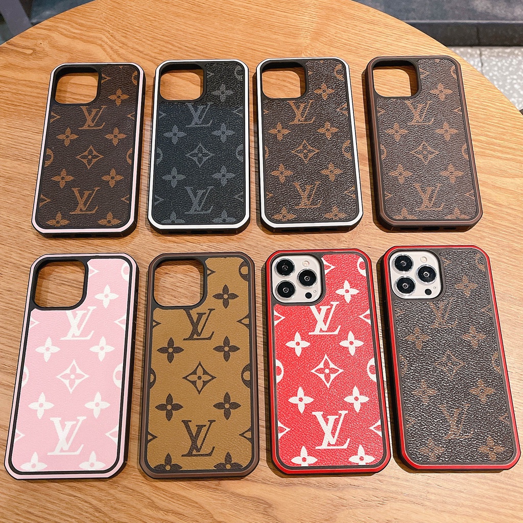 Ốp Điện Thoại Viền Màu Họa Tiết LV Cho iPhone 13Promax 12Pro 11promax XSMAX XR XS X
